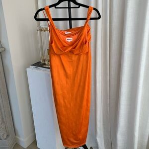Orange Satin Two Piece Set